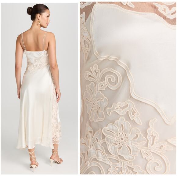 Ulla Johnson Lucienne Ivory Lace Bridal Wedding Midi Dress 10 / Medium - Picture 4 of 11